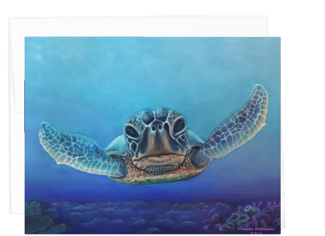 Sea Life Note card - Sea Turtle's deep dive